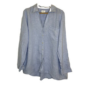 Women's XL Sigrid Olsen 100% Linen Button V-Neck Oversized Blouse